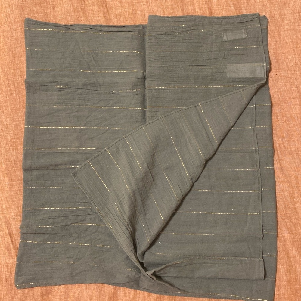 Carve Designs Moss Green Gold Threading Cotton Scarf 22 x 76”